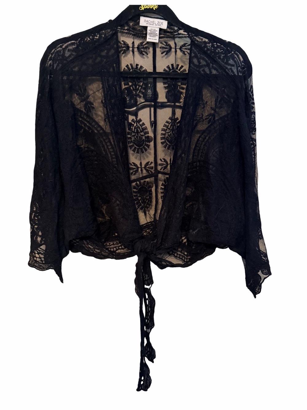 Rachel Zoe Black Lace Tie-Front Bolero NWOT